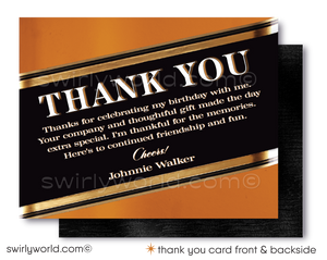 Johnnie Walker Black Label Whiskey Liquor 40th Birthday Party Printed Invitations for Guys