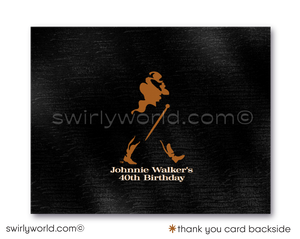 Johnnie Walker Black Label Whiskey Bottle 40th Birthday Party Invitation Digital Download