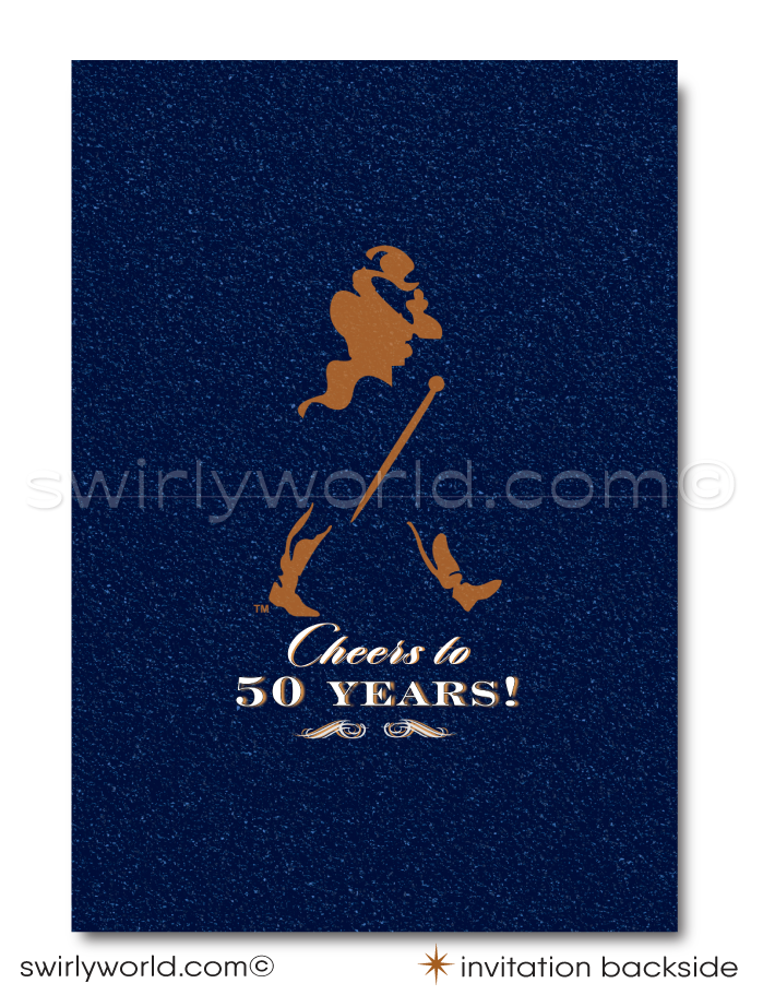 Celebrate in style with our Johnnie Walker Blue Label Whiskey Bottle Design digital invitation and thank you card set, tailored for the whiskey aficionado marking a milestone birthday. Whether it's a landmark 21st, a fabulous 40th, the big 5-0, or any year beyond, this whiskey-inspired invitation design pours sophistication into your liquor-themed birthday bash.