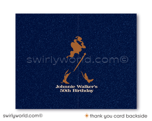 Johnnie Walker Blue Label Whiskey Alcohol 40th Birthday Party Invitation Digital Download
