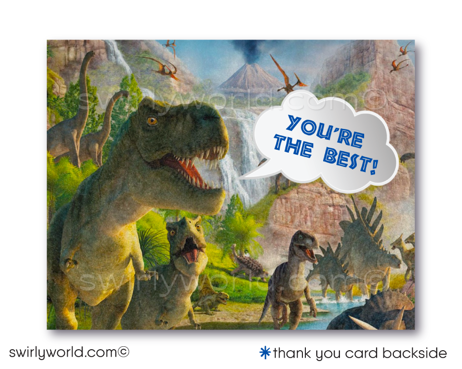 Jurassic Park Dinosaur Birthday Party Invitations for Boys Digital Downloads