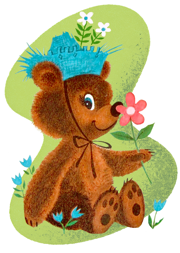 A rare collection of 1940s-1950s vintage woodland forest animals featuring birds, butterflies, bears, bunny rabbits, beavers, and deers that are set against retro, mid-century modern backgrounds. 