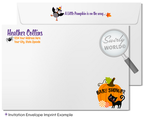 Fall in love with the perfect invite for your Little Pumpkin's big debut! Our Halloween "Little Pumpkin" Baby Shower Printed Bundle includes an invitation, thank you card, and matching envelopes featuring festive Halloween elements. Customize wording in Corjl and enjoy a hassle-free, spooktacular celebration with our adorable designs.