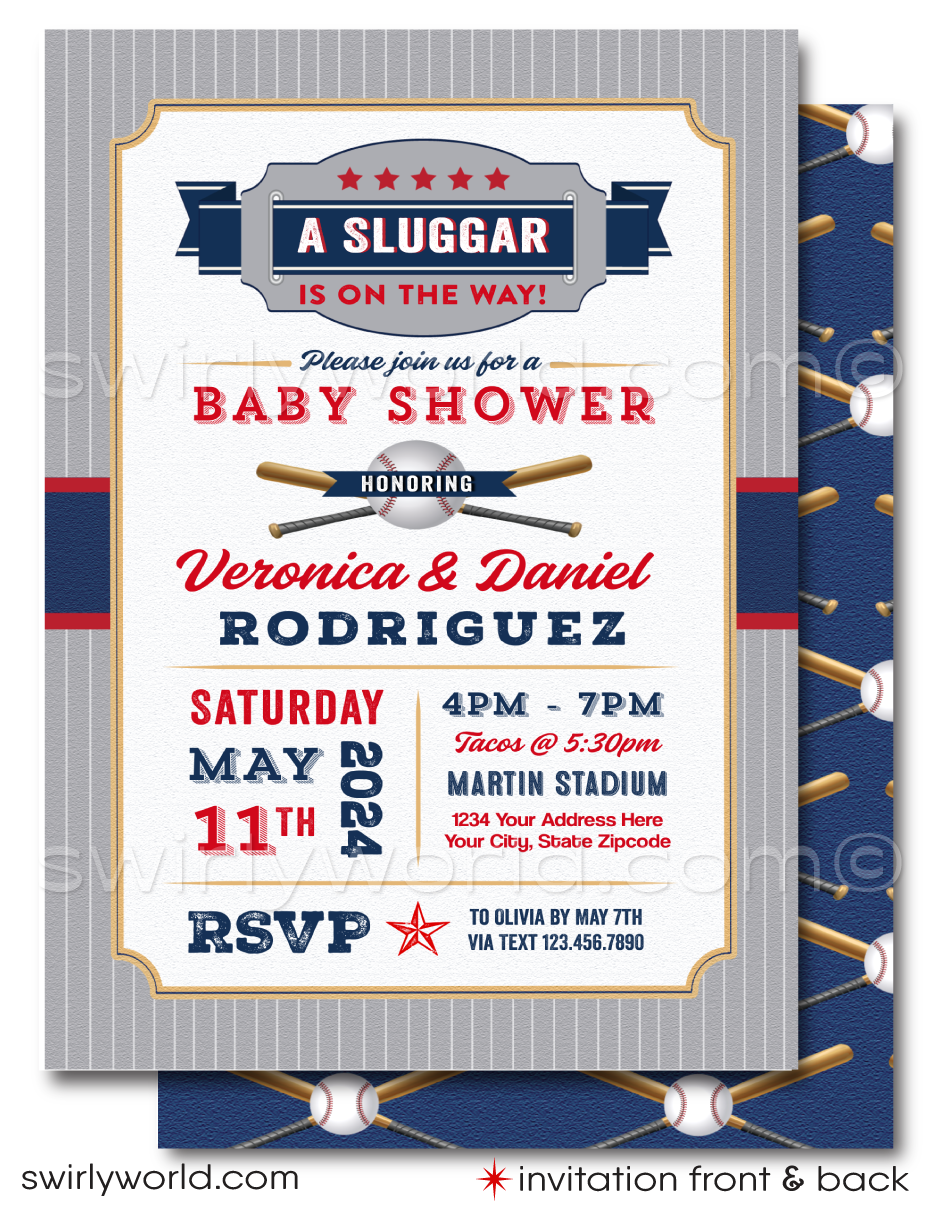 All-Star Sports Baseball Little Slugger Couples' Baby Shower Invitation Set  - Printed Bundle, image size:930x1212