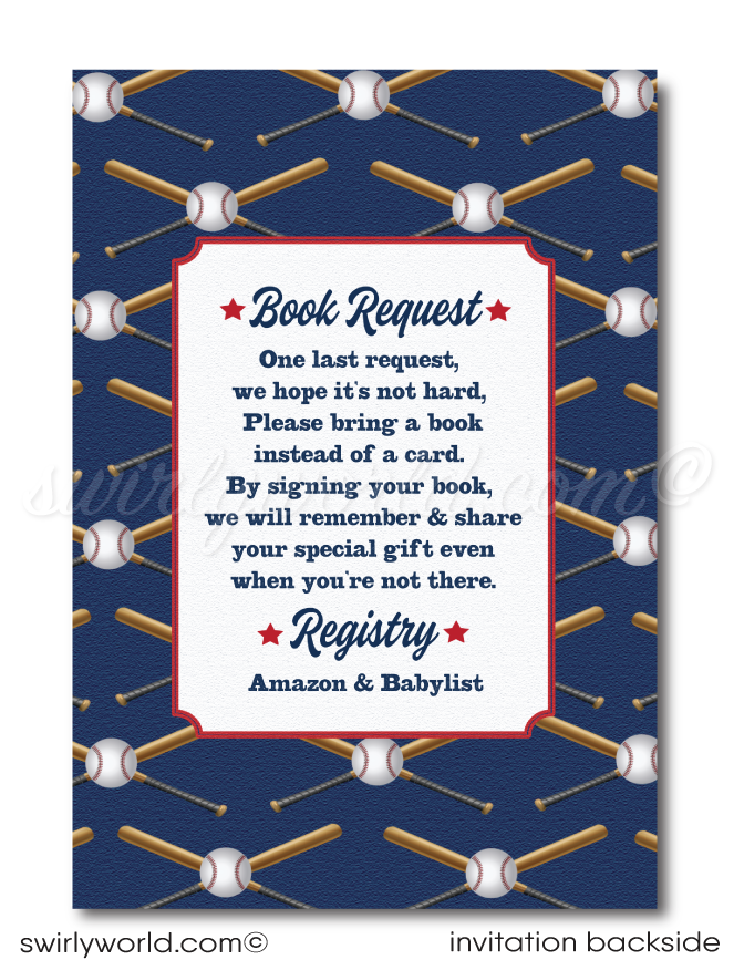 All-Star Sports Baseball Little Slugger Couples' Baby Shower Digital Download Book Request