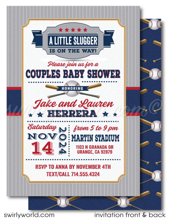 Baseball themed online baby shower invitations