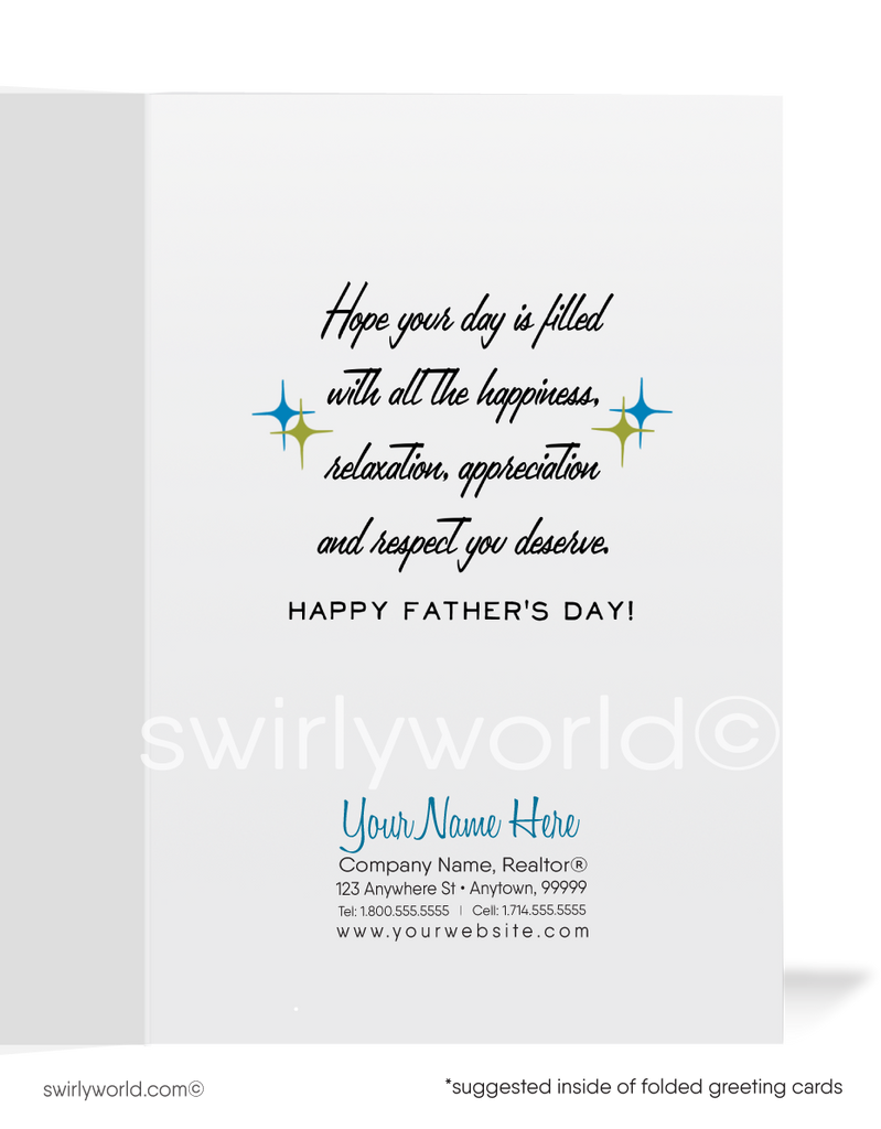 Retro Vintage 1960s Mad Men Mid-Century Modern Style Happy Father's Day Printed Cards
