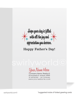 Retro Vintage 1960s Mid-Century Modern MCM Happy Father's Day Printed Cards