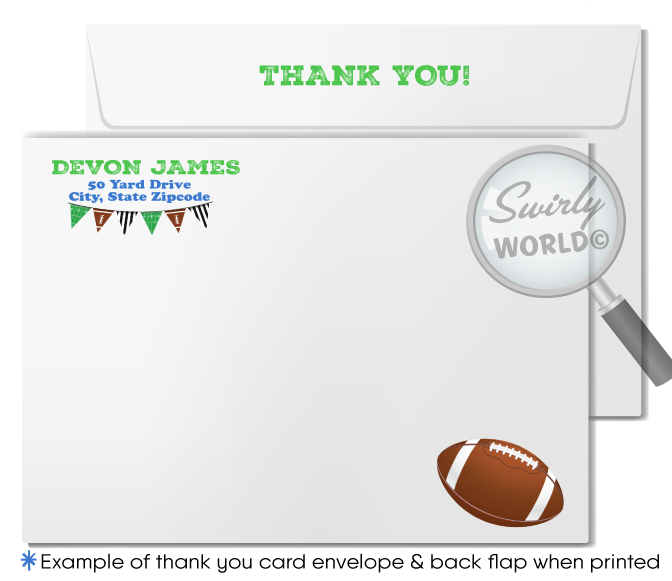 Kick Off MVP Football Team Sports Birthday Party Invitation thank you card Digital Design Download