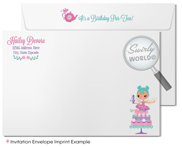 Fairies and Pixies Magical Dress Up Tea Party Birthday Printed Invitations and Thank You Cards