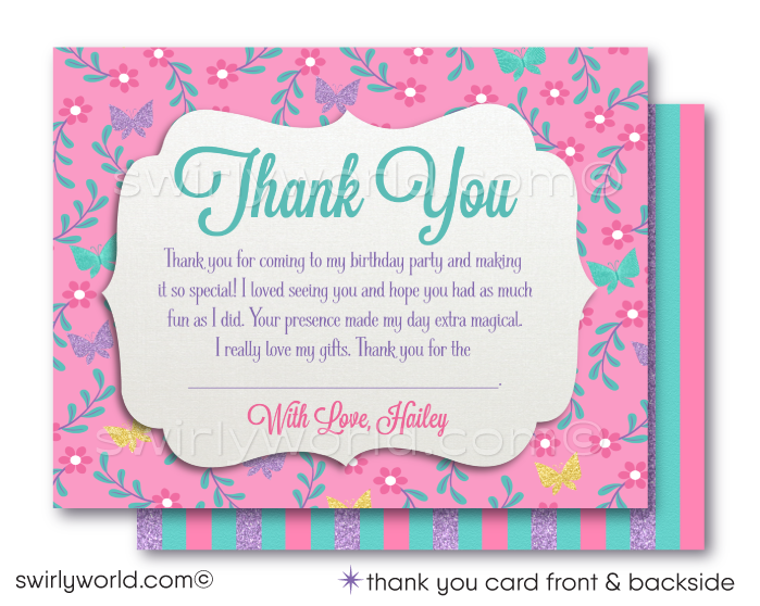 Fairies and Pixies Magical Tea Party Birthday Party Invitation and Thank You Digital Download