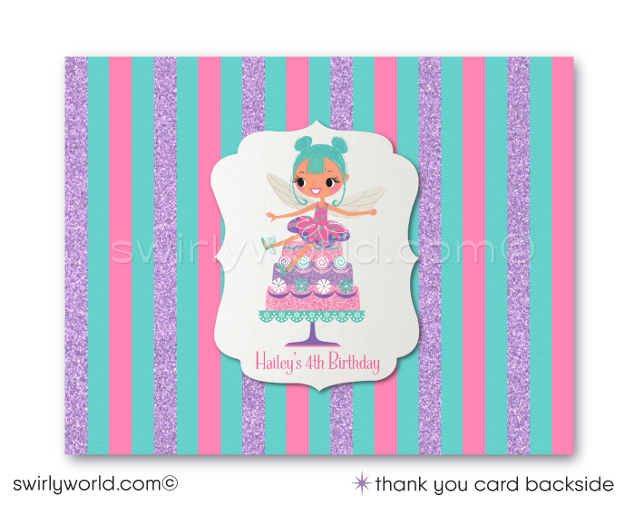 Fairies and Pixies Magical Dress Up Tea Party Birthday Printed Invitations and Thank You Cards