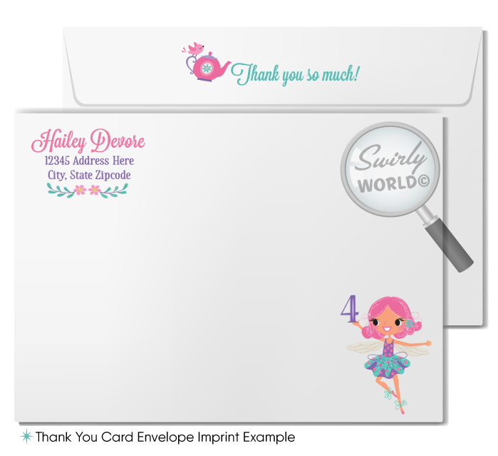 Fairies and Pixies Magical Tea Party Birthday Party Invitation and Thank You Digital Download
