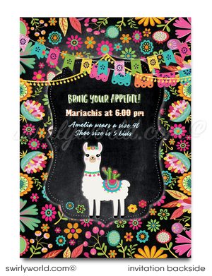 Set the stage for a vibrant celebration with our Papel Picado Paper Flags Fiesta 1st Birthday Invitation! 🎉🌸 Featuring a customizable "Little Muchacha" and adorable Alpaca Llama amidst colorful Mexican flowers. Includes thank you cards and envelopes. Expertly printed and shipped to your door. 