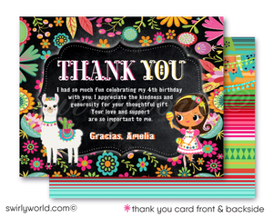 Kick off your "Little Muchacha" Fiesta with our vibrant Papel Picado Paper Flags 1st Birthday Invitation! 🌸🎉 Featuring colorful flags, floral designs, an alpaca llama, and a charming girl in a fiesta dress. Includes customizable girl avatars, thank you cards, and envelopes. Perfect for a memorable Mexican-themed celebration!