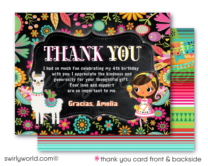 Set the stage for a vibrant celebration with our Papel Picado Paper Flags Fiesta 1st Birthday Invitation! 🎉🌸 Featuring a customizable "Little Muchacha" and adorable Alpaca Llama amidst colorful Mexican flowers. Includes thank you cards and envelopes. Expertly printed and shipped to your door. 