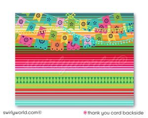 Papel Picado Fiesta 1st Birthday Invitation Set - Customizable "Little Muchacha" Design