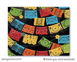 Mexican Fiesta Boy Birthday Day of Dead Paper Flags Cinco de Mayo Invite Digital Download