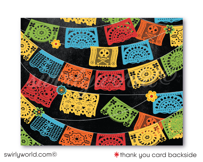 Vintage Papel Picado Paper Flags Mexican Fiesta Boy's Printed Birthday Invitations