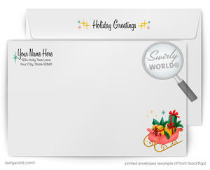 Holiday greeting card with envelope and Swirly World logo