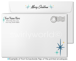 Vintage Christmas Card – Mid-Century Modern Guadalupe Virgin Mary Aqua Green Design