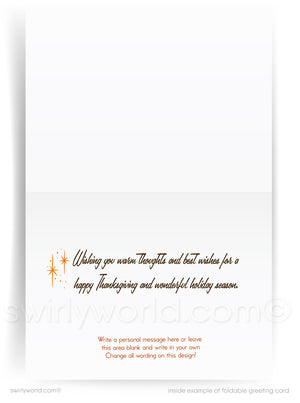 Foldable greeting card with Thanksgiving message on a white background