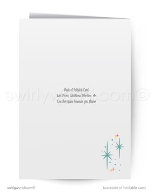 Vintage Christmas Card – Mid Century Holiday Cards with Winter City Snowscape & Town Tree