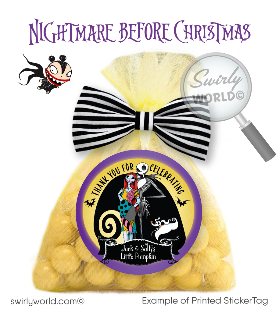 Nightmare Before Christmas Goth Baby Shower Jack and Pregnant Sally Digital Favor Tags