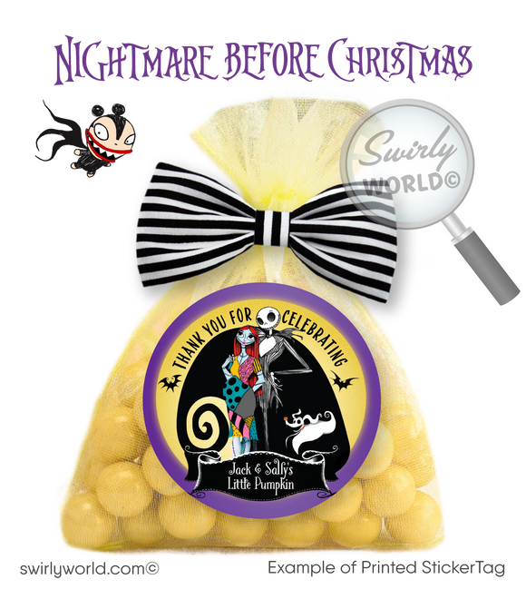 Nightmare Before Christmas Goth Baby Shower Jack and Pregnant Sally Digital Favor Tags
