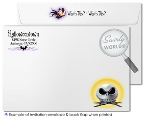 Step into Halloween Town with our spine-chilling Nightmare Before Christmas-themed invitations! Featuring Jack, Sally, and the infamous Oogie Boogie, these customizable invites will set the perfect eerie tone for your NBC Halloween party. Easily personalize and download your design for a SPOOK-tacular celebration!