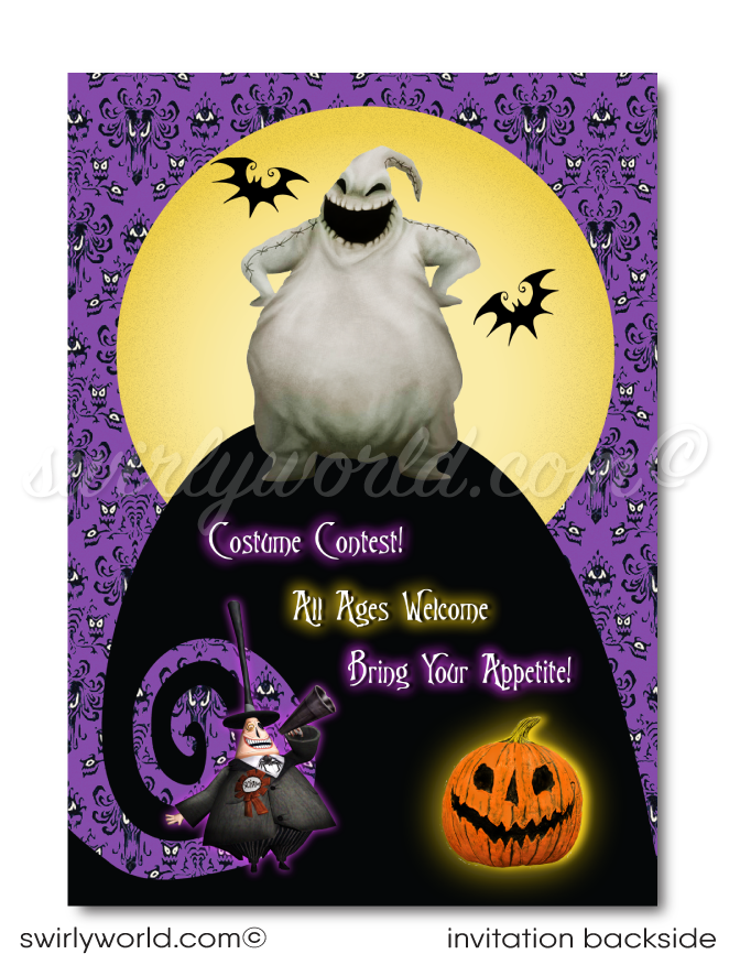 Elevate your Halloween party with our premium printed Nightmare Before Christmas invitations! Featuring Jack Skellington, Sally, and Oogie Boogie, these high-quality invitations and matching envelopes will set the perfect eerie tone for your event. Make your NBC-themed celebration unforgettable with these stunning invites!