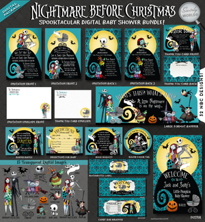 Nightmare Before Christmas Halloween Baby Shower Digital Download Bundle Set
