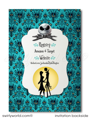 Nightmare Before Christmas Jack and Sally NBC Gothic Halloween Printed Wedding Invitations