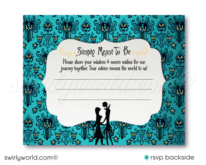 Nightmare Before Christmas Jack and Sally NBC Gothic Halloween Printed Wedding Invitations