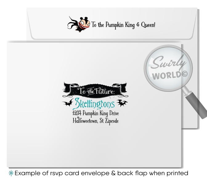 Nightmare Before Christmas Jack and Sally NBC Gothic Halloween Printed Wedding Invitations RSVP Card Envelopes