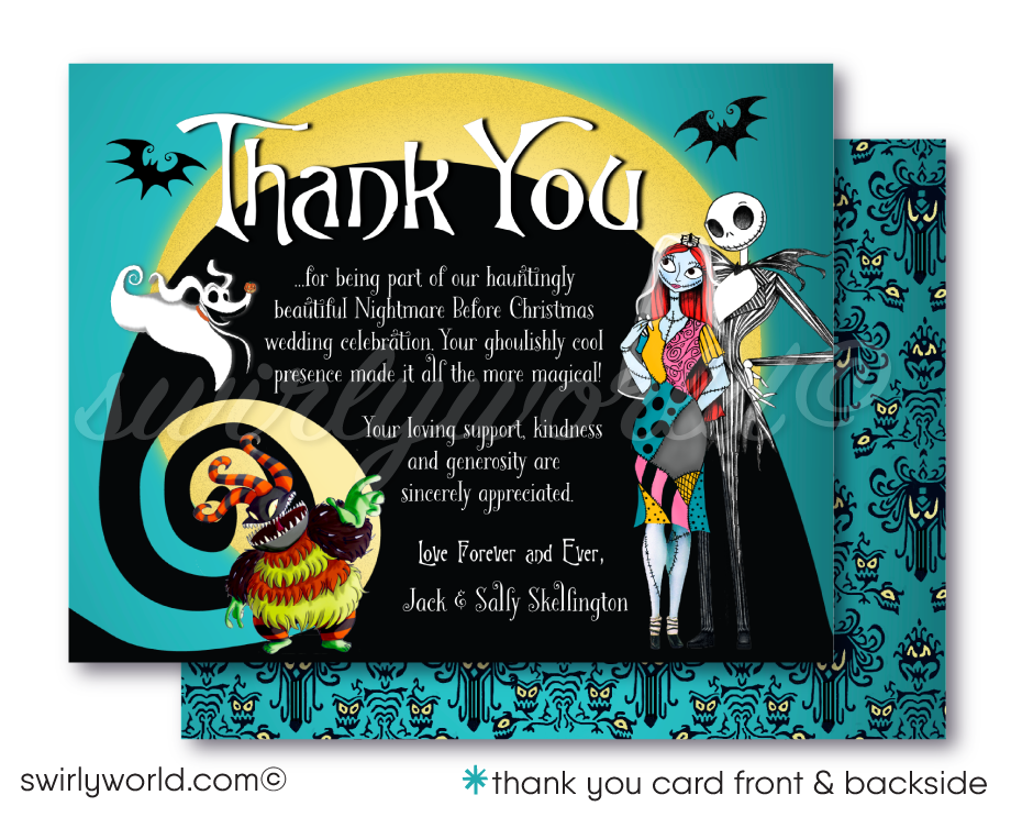 Goth Jack & Sally Skellington NBC Nightmare Before Christmas Digital Download Wedding Invite Thank You card Bundle