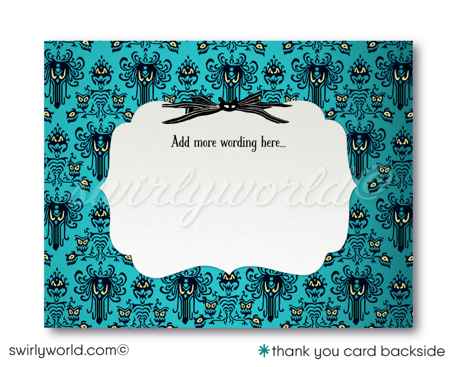 Nightmare Before Christmas Jack and Sally NBC Gothic Halloween Printed Wedding Invitations and thank you cards.