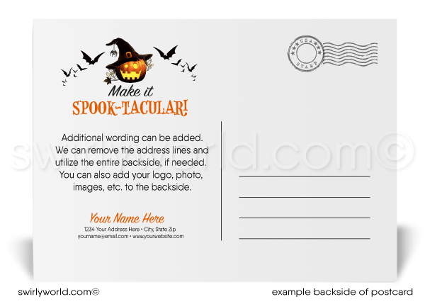 Digital Jack-o-Lantern Pumpkins "From Our Crew To You" Happy Halloween Postcards for Business