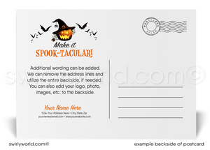 Digital Jack-o-Lantern Pumpkins "From Our Crew To You" Happy Halloween Postcards for Business
