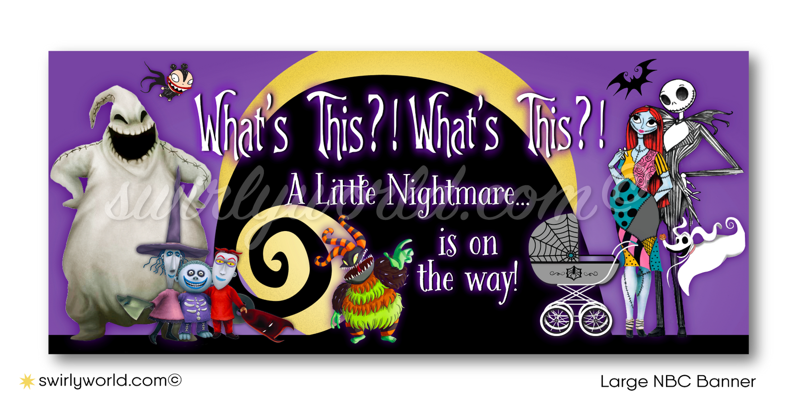 Digital Nightmare Before Christmas Jack and Pregnant Sally NBC Characters Large Banner