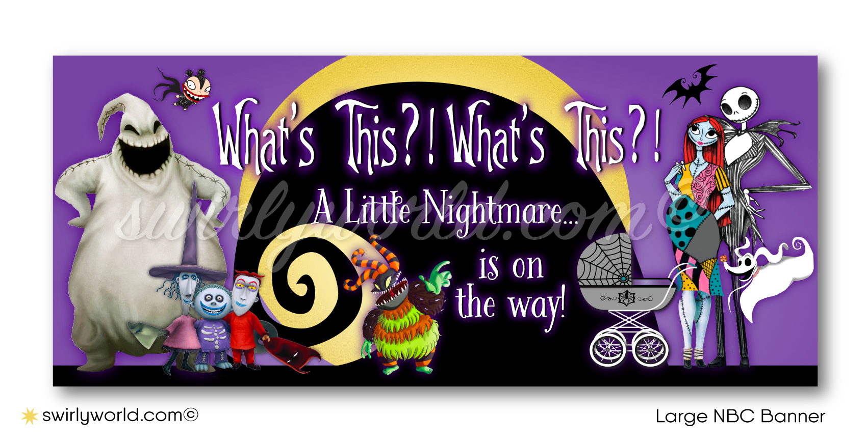 Digital Nightmare Before Christmas Jack and Pregnant Sally NBC Characters Large Banner