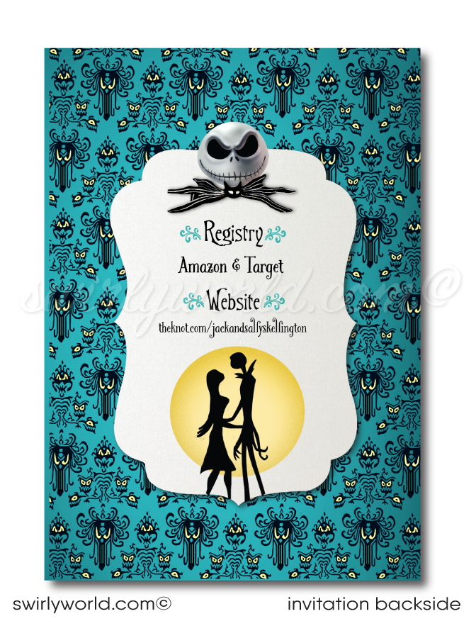 Nightmare Before Christmas NBC Jack and Sally Skellington Couples Bridal Shower Invitations