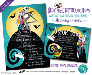 Nightmare Before Christmas Jack and Sally Couples' Bridal Shower Invitation and Thank You Card Digital Download