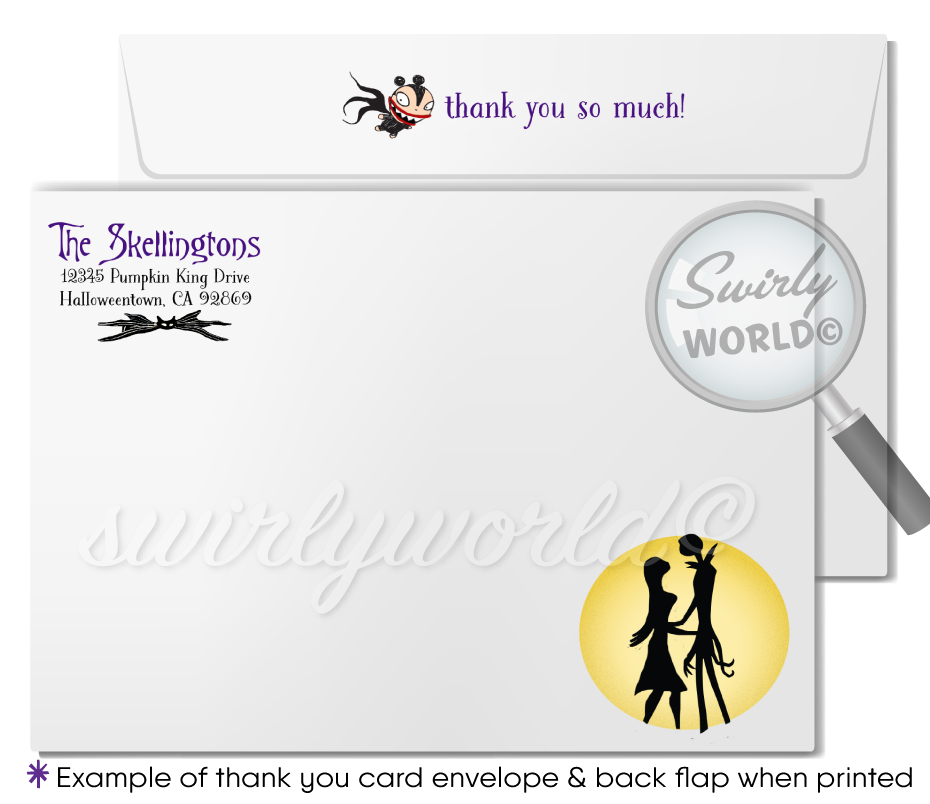 Jack and Sally Skellington Nightmare Before Christmas NBC Printed Wedding Invitations