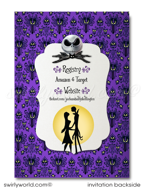 Purple Jack & Sally Skellington NBC Nightmare Before Christmas Wedding Invite RSVP Card and envelope Digital Bundle