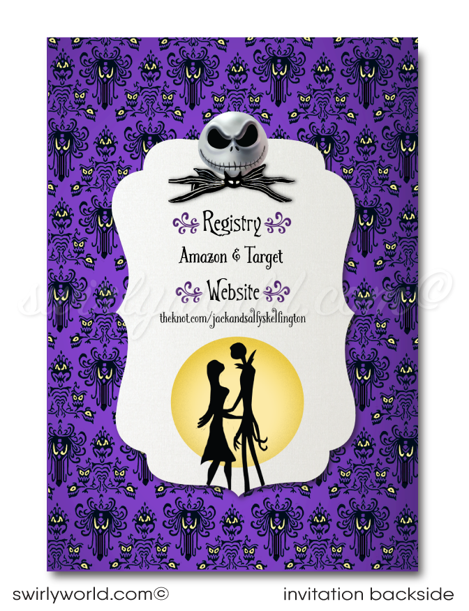 Jack and Sally Skellington Nightmare Before Christmas NBC Printed Wedding Invitations
