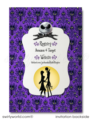 Jack and Sally Skellington Nightmare Before Christmas NBC Printed Wedding Invitations
