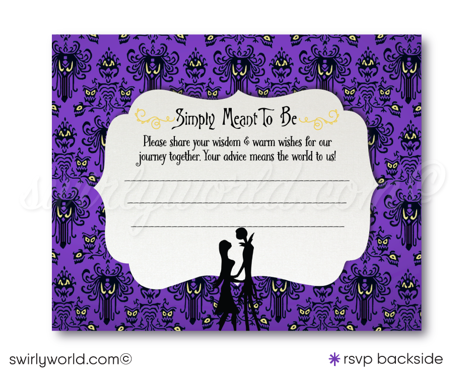 Purple Jack & Sally Skellington NBC Nightmare Before Christmas Wedding Invite RSVP Card and envelope Digital Bundle