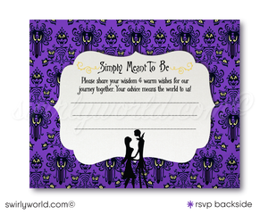 Purple Jack & Sally Skellington NBC Nightmare Before Christmas Wedding Invite RSVP Card and envelope Digital Bundle