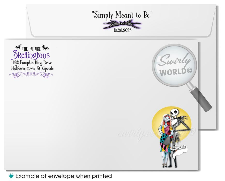 Purple Jack & Sally Skellington NBC Nightmare Before Christmas Wedding Invite RSVP Card and envelope Digital Bundle
